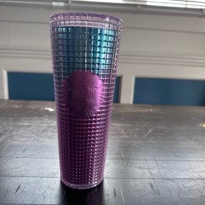 Used textured Starbucks tumbler purple/teal 24 oz